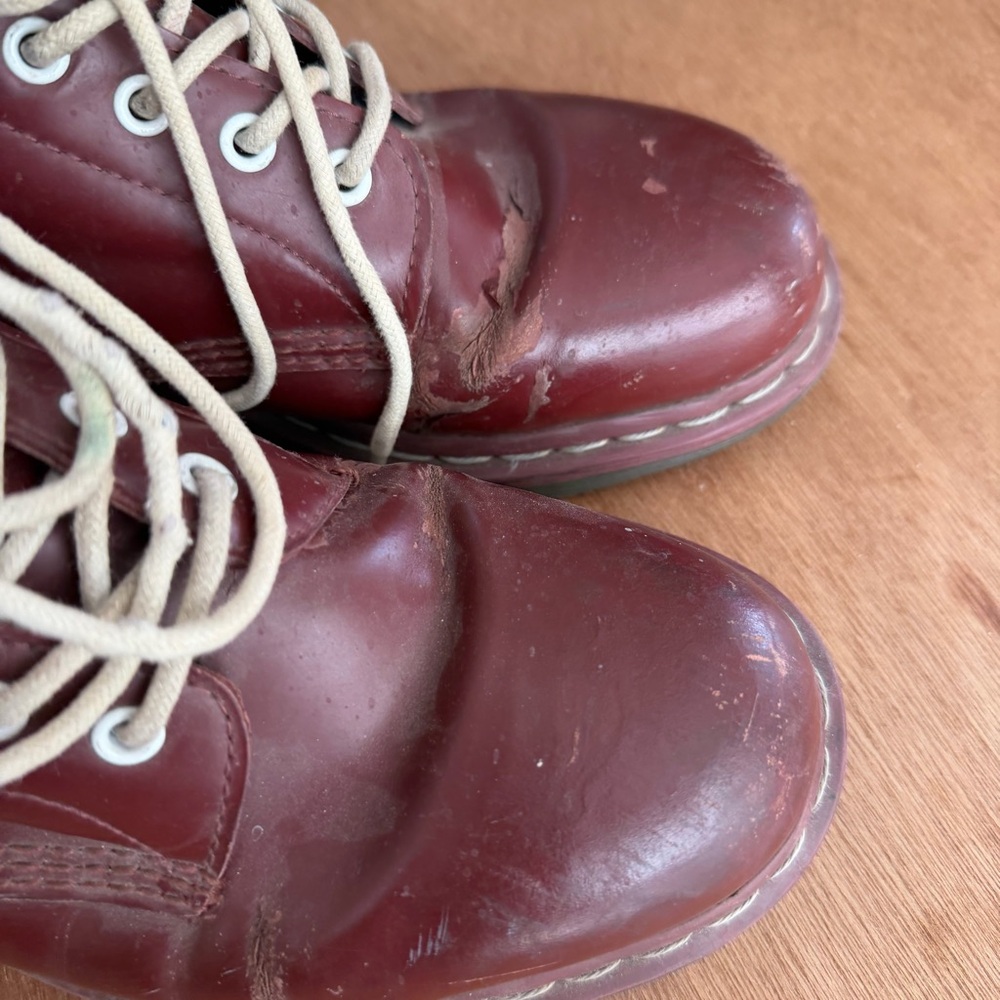 Docs Dr Martens Pascal Cherry Red Oxblood Burgundy Lace-Up Combat Boots Sz 10.5 - Picture 4 of 16